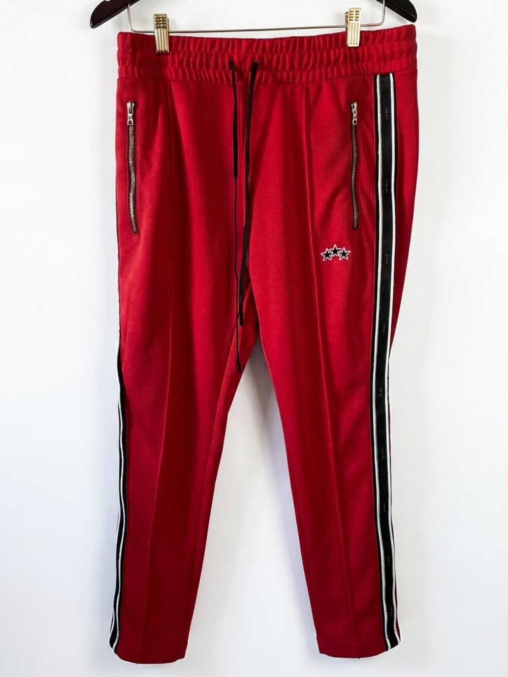 AMIRI Slim-Fit Tapered Leather-Trimmed Tech-Jersey Sweatpants - Red Size Medium